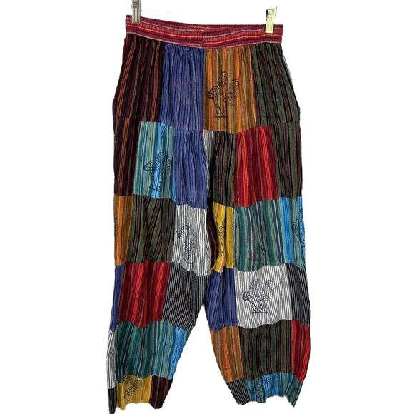 Rising International Mushroom Printed Patchwork Harem Lounge Pants L - Picture 1 of 4